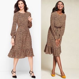 Talbots fit and flare leopard dress 2P